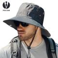 Prism New Fashion Summer Bucket Hat Cowboy Men Outdoor Fishing Hiking Beach Hats Mesh Breathable Anti UV Sun Cap Large Wide Brim 60CM. 