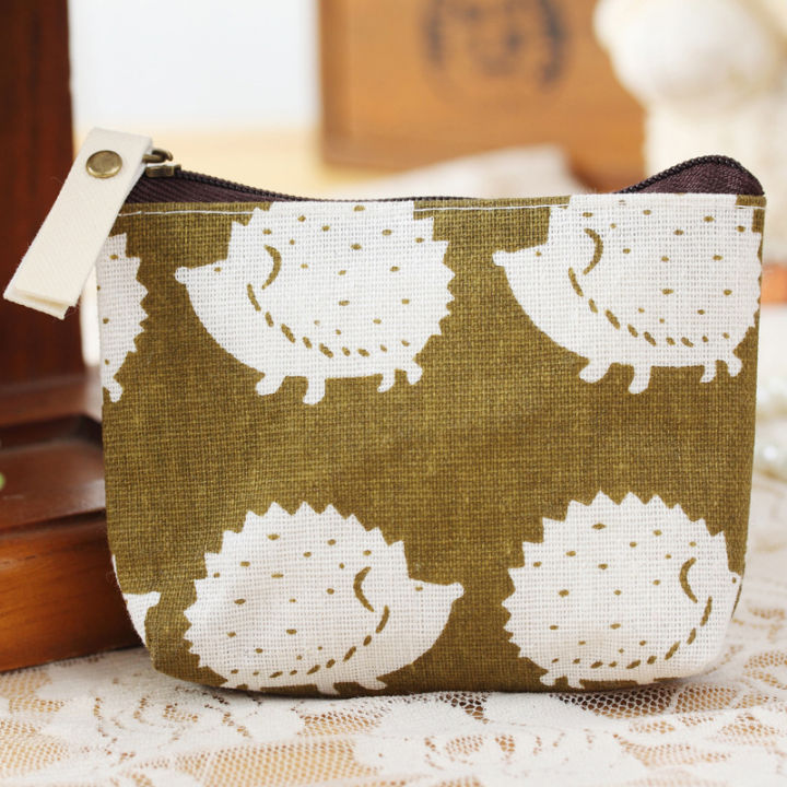 Cute Compact Change Purse Stylish Coin Carrier Case Small Zipper Change Bag Cotton Card Holder Wallet Minimalist Canvas Purse