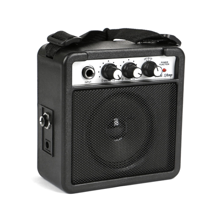 1 Piece 5W Mini Guitar Amplifier Amp Speaker with 3.5mm & 6.35mm Inputs 1/4 Inch Output Black ABS with Volume Tone Adjustment Overdrive