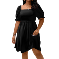Black Short Puff Sleeve Frocks For Girls Silk Black Mini Frock Short Frock Party Frocks Casual Frock Black Frock For Ladies Gift Items For Love Latest Frock. 