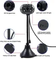 Webcam HD Camera With Microphone 480P USB Plug and Play For PC Laptop High Flexibility Streaming Online Class Digital Web Camera With Mic. 