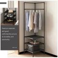 Multi-Function Corner Coat Rack, Floor Stationary Clothes Hanger Shelves, Removable Metal Clothes Storage Shelves, Hanging Shelf Bedroom Standing Corner Coat Rack Easy Assembly Portable Clothes Rack Furniture Storage Rack. 