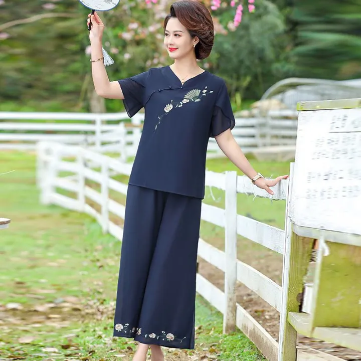 Western%20Style%20Mother%20Summer%20Wear%20Fashion%20Thin%20Chiffon%20Two-Piece%20Set%2040%20Years%20Old%2050%20Middle-Aged%20and%20Elderly%20Women's%20Noble%20Wide-Leg%20Pants%20Suit%20-%20Image%206