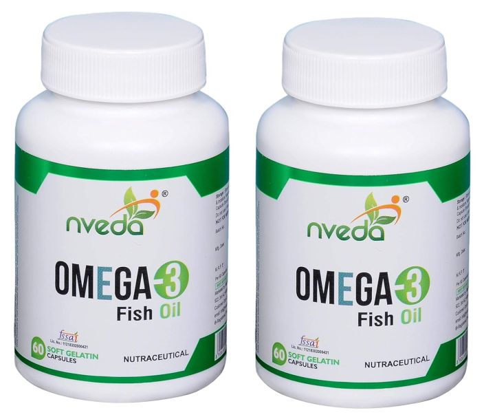 Nveda Omega-3-Fish-Oil 1000mg For Men & Women, Omega 3 fatty-acid 120 Capsules with 180mg EPA-DHA 120mg for Healthy Heart, Eyes, Brain & Joints - Pack of 2(FROM INDIA)NUZ