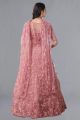 Nir Fashion Women Net Semi-Stitched Lehenga Choli (Anarkali-White_L-Gs_Pink_2Xl)(FROM INDIA)NUZ. 