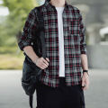 Spring and Autumn New Korean Style Plaid Shirt Men's Youth Long-Sleeved Shirt Large Size All-Matching Men's Clothing Leisure Shirt Fashion. 