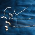 Gold and Silver INS Trendy Cute Star  Long Earrings Tassel Chain Earrings  Korean Fashion Jewelry Party Presents for Women. 