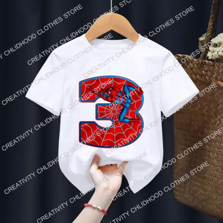 Spiderman%20Children's%20T-Shirt%20Birthday%20Number%201-9%20Tee%20Shirts%20Marvels%20Cartoons%20Kawaii%20Kid%20Casual%20Clothes%20Super%20Hero%20Girl%20Boy%20Tops%20-%20Image%202