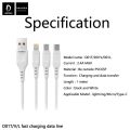 Denmen High Speed Data Cable Charging And Sync 2.4A OutPut For Micro USB / Type-c / Lightning Super Fast Charging Cable. 