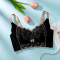 TZ Big Red Underwear Women's Unrimmed Adjustable Front Buckle Lace Tucked-up Breast Push-up Bra Set. 
