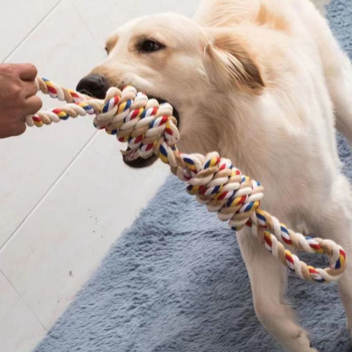 Dog Tug of War Rope Bite Resistant Dogs Cotton Rope Toy Colorful Dog ...