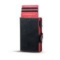 CASEKEY Men Wallets Real Cow Leahter Pop Up Business Credit Card Holder RFID Blocking Slim Smart Carbon Fiber Wallet with Pocket. 