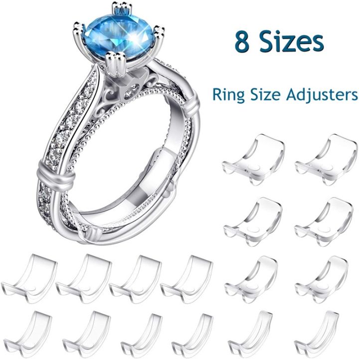 8 Pcs/Set Silicone Clear Ring Size Adjusters Invisible Loose Rings Reducers Ring Guard Spacers