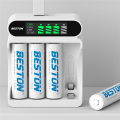 BESTON C9023L 4-Slot LCD Screen Display Fast Charging Charger for AA/AAA 1.2V Ni-MH Rechargeable Battery Supports Mixed Charge. 