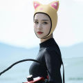 3MM Women Cat Ears Diving Hood Neoprene Diving Hood Waterproof Hat Wetsuit Hood Cap Swimming Snorkeling Caps With Chin Straps. 