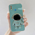 TA for Huawei P Smart Plus/Nova 3i Back Cover Creative Cute Astronaut Folding Bracket Luxury 6D Plating Case Soft Silicone Square Phone Cases. 