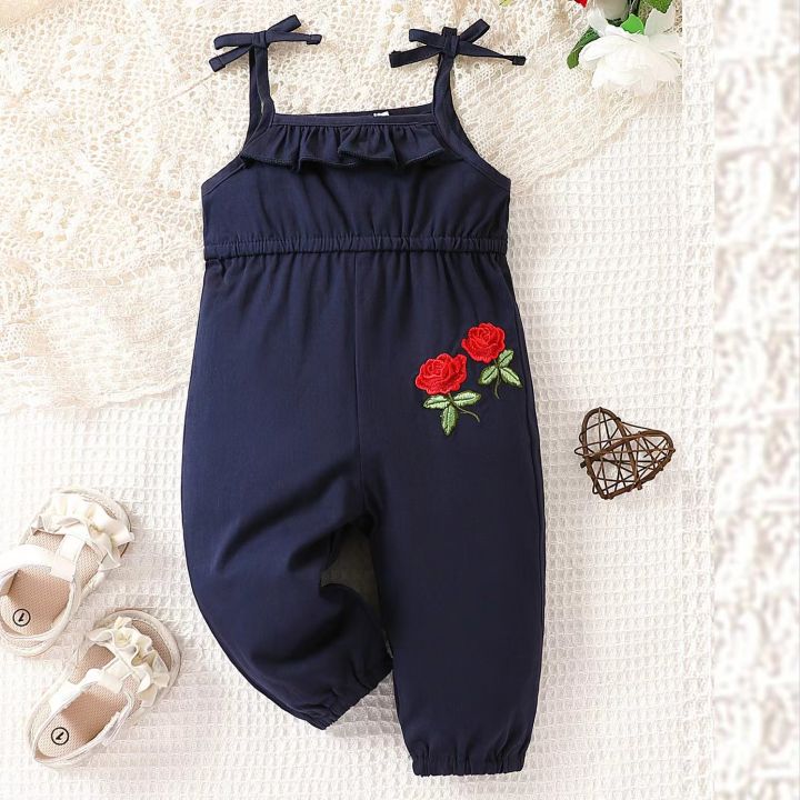 0-5-Year-0ld Baby Jumpsuit Girls' Suspender Sleeveless Long Pants Jumpsuit