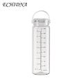 Portable Handle Water Bottle 500ml Water Bottle with Scale Portable Handle Large Capacity Leak-proof Clear Drinking Cup for Travel Gym Sports Silicone Handle Water Bottle. 
