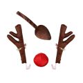 Reindeer Decoration Car Vehicle Nose Horn Costume Set Rudolph Christmas Reindeer Antlers Red Nose Ornaments Elk Antlers. 