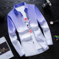 Spring Long Sleeve Gradient Shirt Men's Korean Style Slim-Fit Tops for Summer Shirt Coat Spring and Autumn Fashion Men's Top Clothing. 