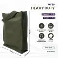 MYSU Heavy Duty Brown Eco Friendly Large Canvas Tote Bag with Zipper - 14.5 inches (L) * 3 inches (W) * 16 inches (H) - Holds up to 15kg. 