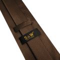 U27 Brown Houndstooth Necktie Set Handmade Wedding Fashion Extra Long Size Classic Ties for Mens Hanky. 