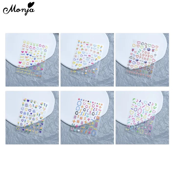 Monja%205D%20Nail%20Art%20Stickers%20Cute%20Lines%20Cartoon%20Embossed%20Colorful%20Heart%20Patterns%20Reliefs%20Adhesive%20Decals%20DIY%20Nail%20Art%20Decoration%20Tools%20-%20Image%204
