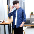 New Denim Shirt Long Sleeve Slim Korean Style Summer Shirt for Boys 2024 Spring Thin Coat Trendy Men's Top. 