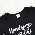 3Pcs Newborn Baby Boys Cotton Black Letter Top Romper Jumpsuit Long Pants Leggings +Hat Outfits Clothes 0-24M. 