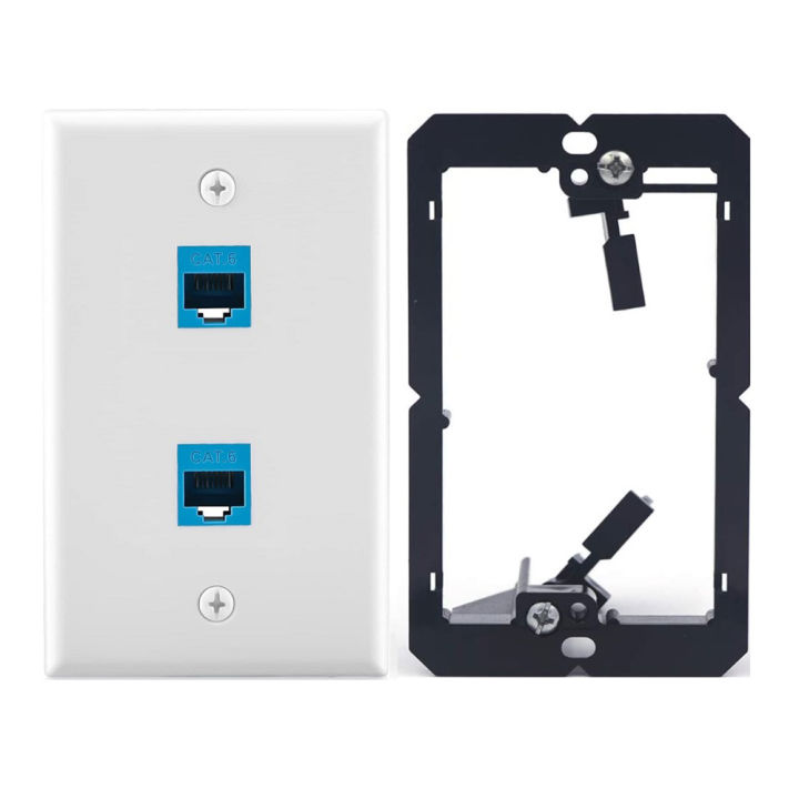 Ethernet%20Cable%20Wall%20Plate-1%20x%20Single%20Gang%202%20Port%20wall%20plates%0D%0A2%20x%20RJ45%20cat6%20inline%20coupler%20female%20to%20female%0D%0A2%20x%20Machine%20screws%0D%0A1%20x%20Low%20Voltage%20Mounting%20Bracket-White%20&%20black%20-%20Image%209