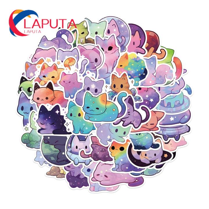 Cartoon Cat Stickers 50pcs Cute Cat Cartoon Sticker Set Waterproof Laptop Decals for Diy Decoration Clear Printing Buyer's Favorite Waterproof Cat Stickers