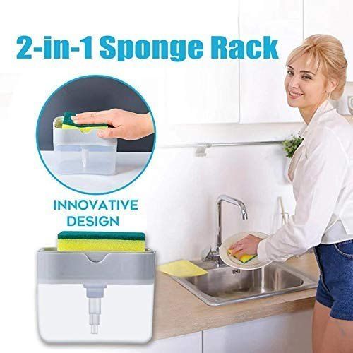 One Press Plastic Sds Sponge Holder Liquid Kitchen Soap Dispenser