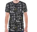 Newspaper Printed T Shirt for Men Large Black White. 