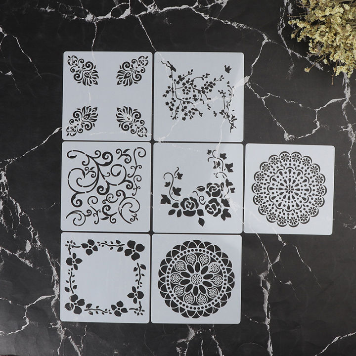 7pcs Craft Scrapbooking Embossing Template Diy Wall Painting Layering Stencils