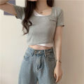 Mock Two-PieceTWomen's T-shirt Summer T-shirt Shory Style Bare Midriff Tight Korean StylechicDesign Sense Niche Hot Girl bmTop. 