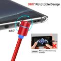 TOPK Magnetic Charging Cable 360° Rotating Magnetic Phone Charger Cable with LED Light, 90° Angle Connector, Nylon-Braided Cords. 