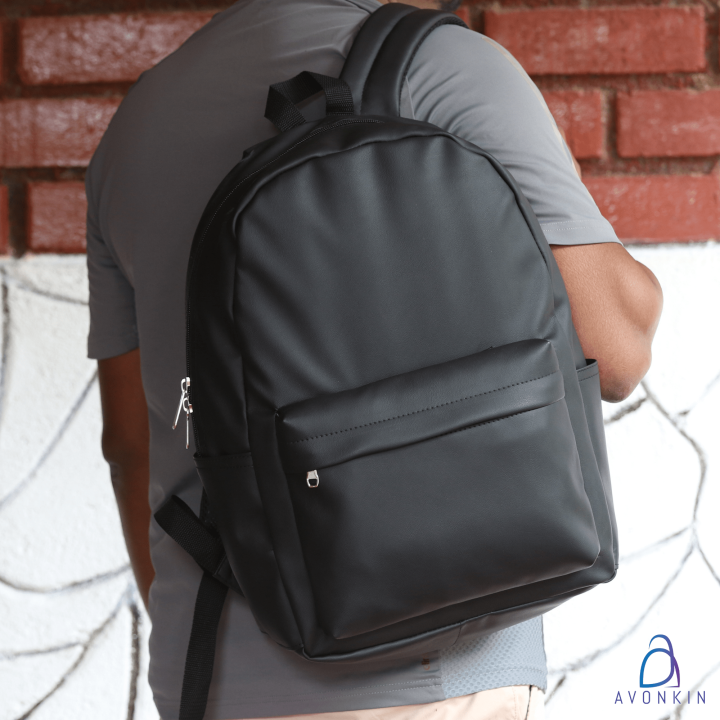 Synthetic Leather Simple Backpack Plain Color Backpack Avonkin Bags (CBP08)
