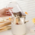 Large capacity transparent rotating pen holder Acrylic dust brush barrel with lid 360 rotating desktop cosmetic storage box. 