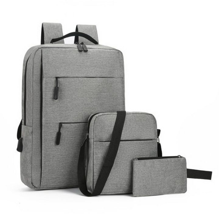 Three-piece usb computer backpack Leisure backpack Large space business ...