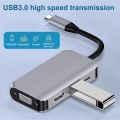 【Miga Plaza】USB C to HDMI-compatible VGA Hub Adapter USB3.0 Extendsion Dock with for MacBook Pro Accessories Type C Splitter. 