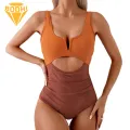 Slim-fitting One-piece Swimsuit V-neck One-piece Swimsuit with Tummy Control High Waisted Bathing Suit for Women in Asia Women Monokini Swimsuit. 