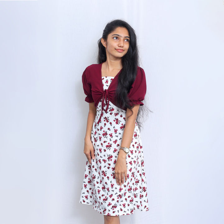 Short%20Sleeve%20Printed%20Coat%20Girls'%20Frock%20-%20Image%204