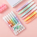 6pcs/set Cute Candy Color Highlighter Pen Stationery Double Headed Fluorescent Marker Pen Mark Pen Office School Supplies. 