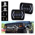 LED Headlights, 5x7 inch Square LED Headlamp with Arrow Angel Eyes DRL Turn Signal Light Replaces H6054 H5054 H6054LL 69822 Fit Trucks Jeep Wrangler XJ YJ Sedans GMC Smoke lens. 