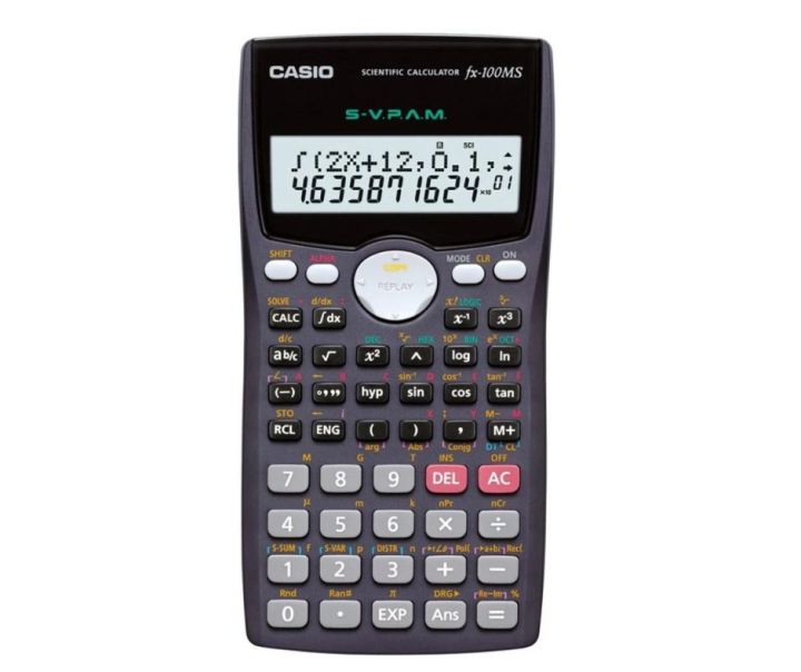 Scientific Calculator Casio FX-100MS 2nd Gen Non-Programmable Scientific Calculator, 240 Functions and 2-line Display, CASIO FX100MS Scientific Calculator - Black