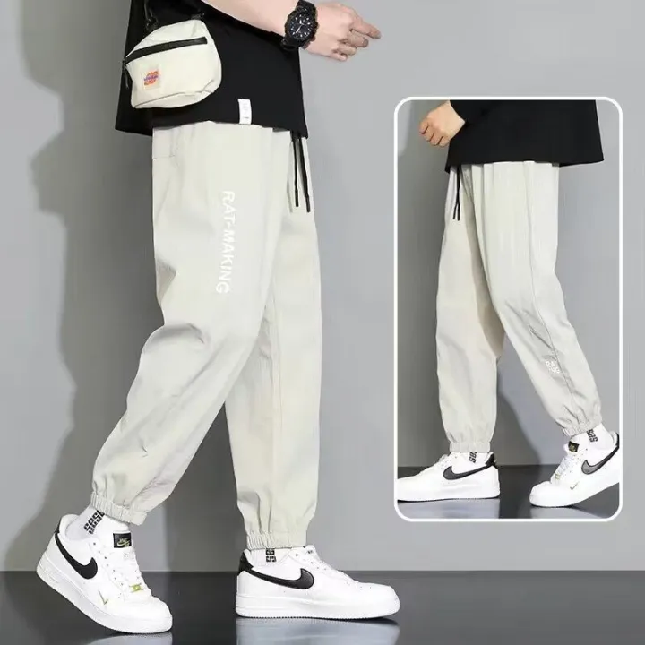 Casual%20Pants%20Men's%20Ice%20Silk%20Ankle-Tied%20Sports%20Pants%202024%20Summer%20New%20Men's%20Loose%20Cargo%20Pants%20Men's%20Cropped%20-%20Image%207