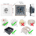 Free Combination Wall Switch Socket Module Dual Frame PC White, 1 | 2 | 3 Gang Rocker Switch Key Built in LED Indicator. 