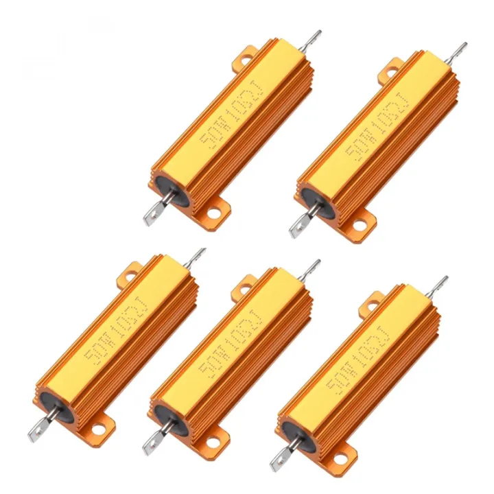 QUARKZMAN 5x 50W 3,3 Ohm 5% Aluminium-Widerstand – Drahtgewickelt, Schraubmontage, Goldfarben