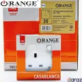 13A Plug Base - Orange Electric - Casablanca White - X5 Series - 3 Hole Square Pin - Switched Socket Outlet. 