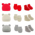 1 Set Soft Cotton Baby Hat+Gloves+Socks Newborn Hand Guard Mittens 0-6M Boys Girls Ear Protection Beanie Cap Bonnet Baby Stuff. 